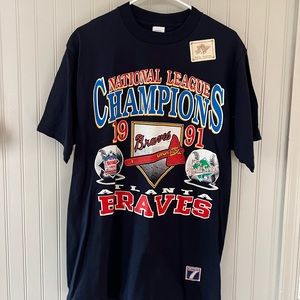 1991 Atlanta Braves World Series Vintage Short Sleeve T Shirt Size Large